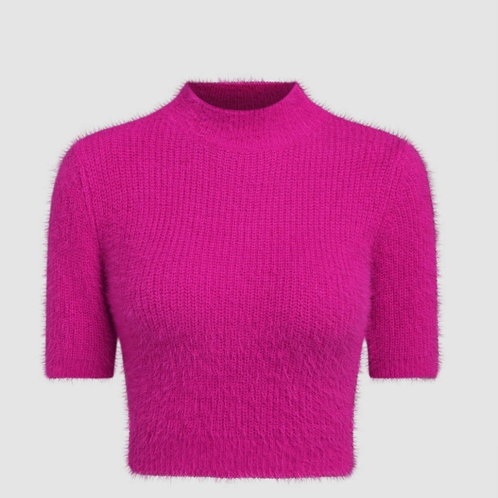 Pink Fuzzy Crop Top